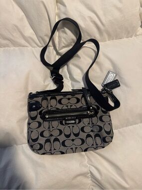 Coach Gray and Black Signature Crossbody Bag